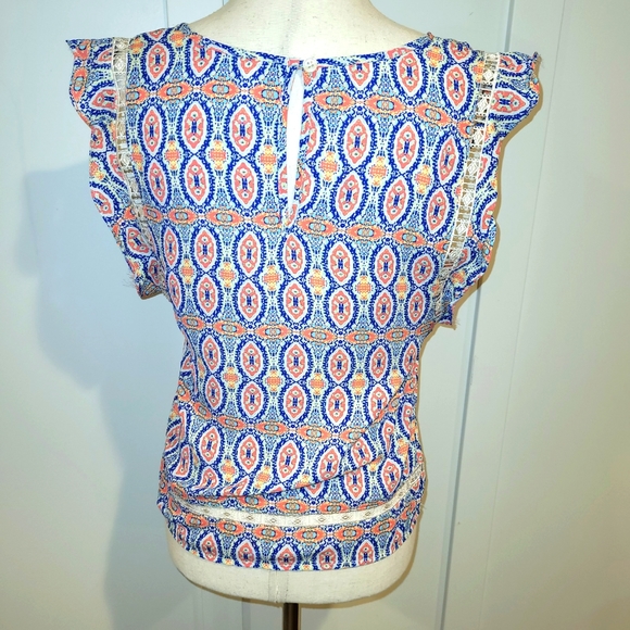 Xhilaration sleeveless print top Orange and blue Size XS - Picture 5 of 8
